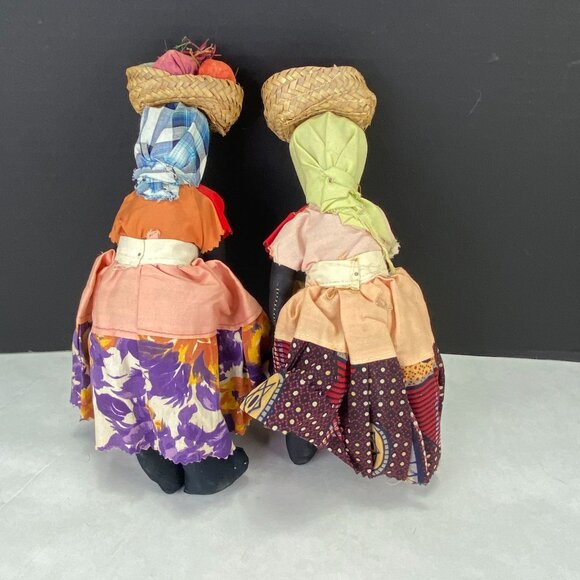 Vintage Folk Art Bahama Nassau Souvenir Fabric Rag Dolls Lot of 2 - Picture 3 of 9
